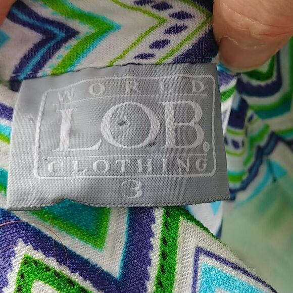 World LOB Clothing Blue Green Chevron Shirt - Picture 6 of 8